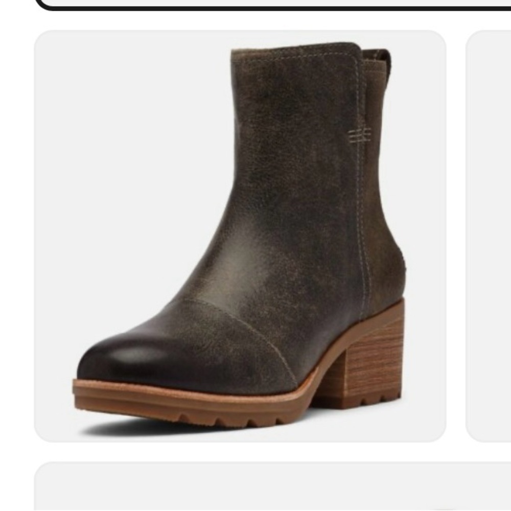 Sorel Cate waterproof brown Ankle Booties women’s 7.5 Nubuck suede chunky heel